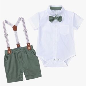 Baby boy suspender outfit
